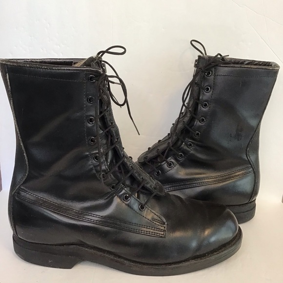 ADDISON SHOE COMPANY Men\'s VINTAGE 1975 Black Leather Combat Boots 9.5 EE main image 4